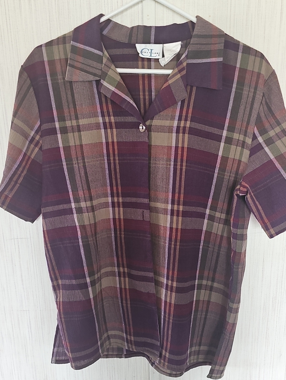 Unbranded Men's Burgundy Plaid Short-Sleeve Shirt